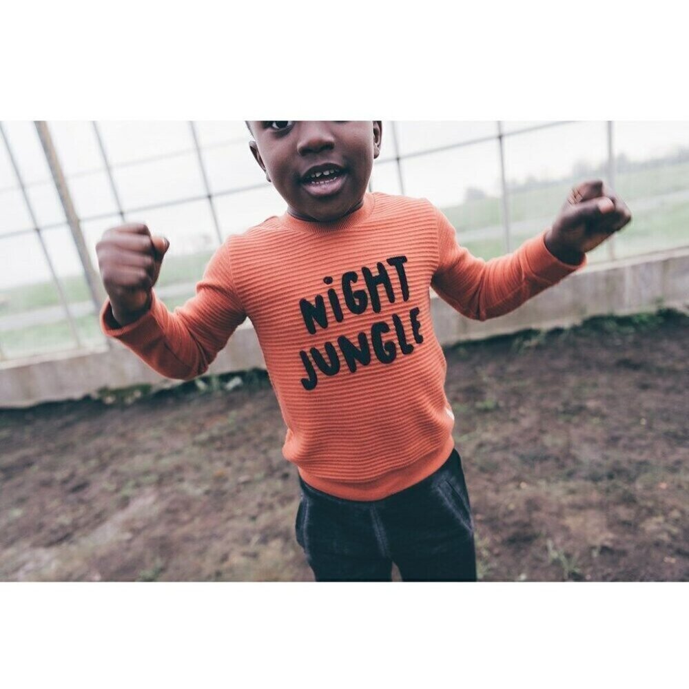 Sproet & Sprout Ribbed Shirt Night Jungle Orange Black Size 5/6 Long Sleeves